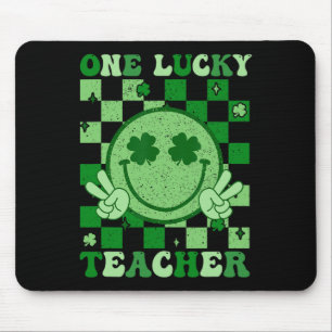 One Lucky Teacher Groovy Smile St Patricks Day Tea Mouse Pad
