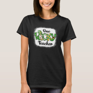 One Lucky Teacher Irish Gnome Leopard Patricks Day T-Shirt