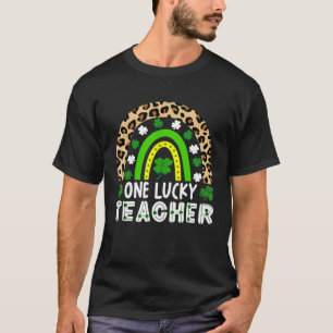 One Lucky Teacher Leoaprd Rainbow St Patricku2019s T-Shirt