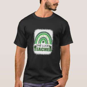 One Lucky Teacher Leopard Rainbow St Patrick’S Day T-Shirt