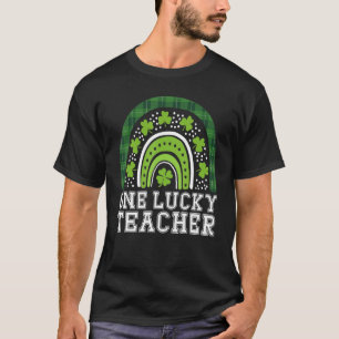 One Lucky Teacher Leopard Rainbow St. Patrick's Da T-Shirt