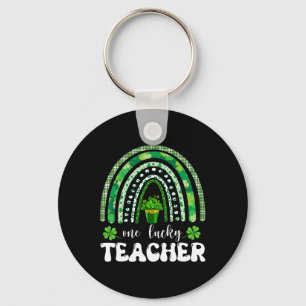 One Lucky Teacher Rainbow Shamrock St Patricks Day Key Ring