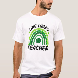One Lucky Teacher Rainbow Shamrock St Patricks Day T-Shirt