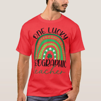 One Lucky Teacher St Patrick's Day Geography Teach T-Shirt