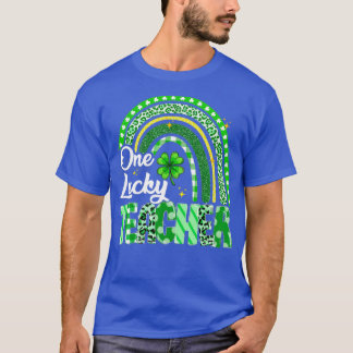 One Lucky Teacher St Patrick's Day Rainbow Leopard T-Shirt
