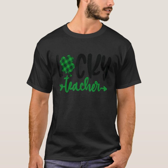 One Lucky Teacher St Patricks Day Shamrock Teacher T-Shirt (Front)