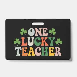 One Lucky Teacher Teaching Retro St Patrick's Day ID Badge