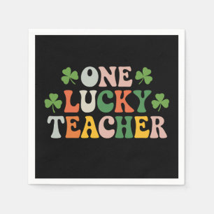 One Lucky Teacher Teaching Retro St Patrick's Day Napkin