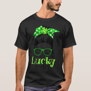 One Lucky Teacher Women Messy Bun St Patrick's Day T-Shirt