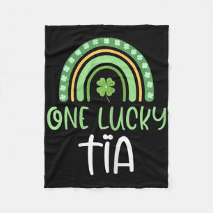 One Lucky Tia St. Patrick's Day Funny Rainbow Fleece Blanket