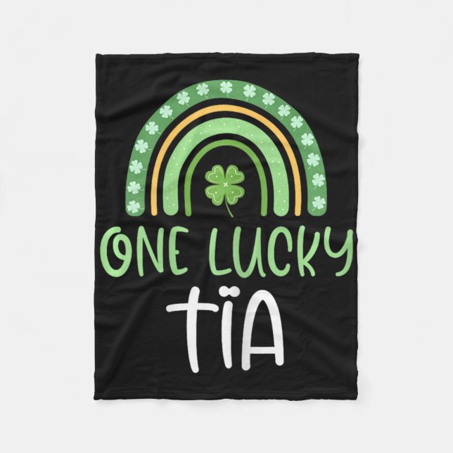 One Lucky Tia St. Patrick's Day Funny Rainbow  Fleece Blanket (Front)