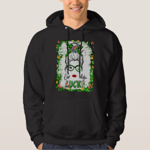 One Lucky Wife Messy Bun Shamrock St Patrick S Day Hoodie