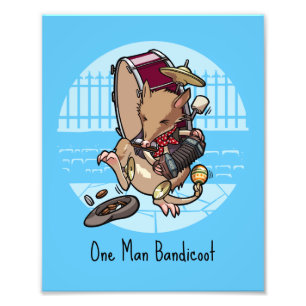 One Man Bandicoot Band Playing Squeeze Box Photo Print