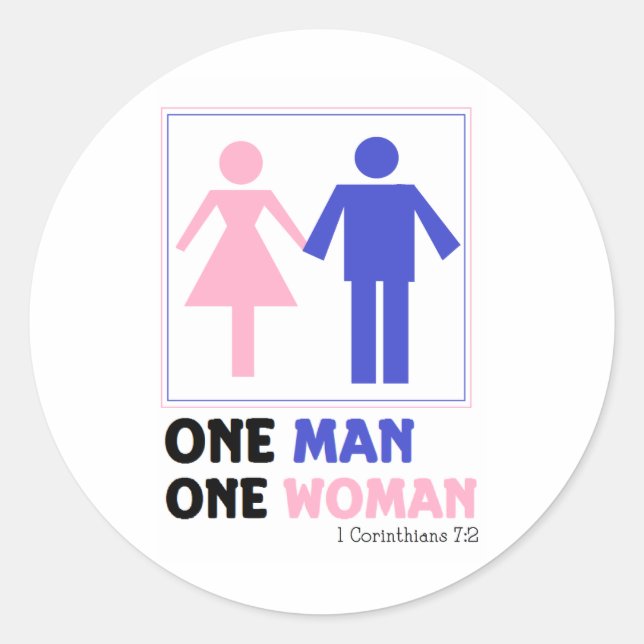 One Man One Woman Classic Round Sticker (Front)