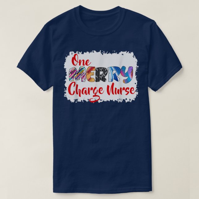 One Merry Charge Nurse Christmas PJ Xmas Matching  T-Shirt (Design Front)
