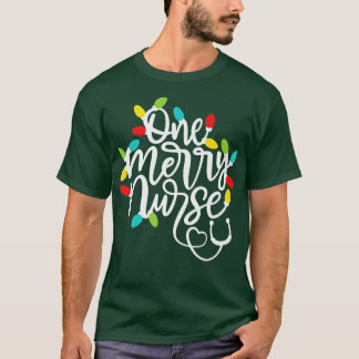One Merry Nurse Christmas Lights Santa's Favourite T-Shirt