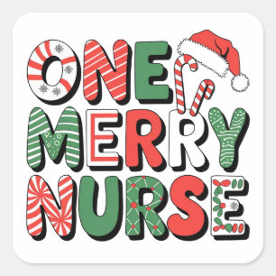 One Merry Nurse Christmas Square Sticker