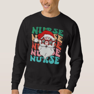 One Merry Nurse Santa Claus Groovy Retro Christmas Sweatshirt