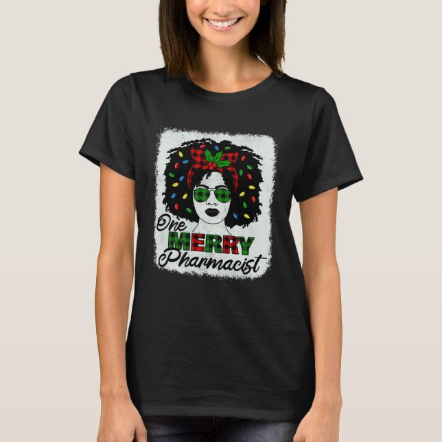 One Merry Pharmacist Afro African American Christm T-Shirt (Front)