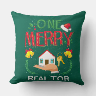 One Merry Realtor Real Estate Ugly Christmas Cushion