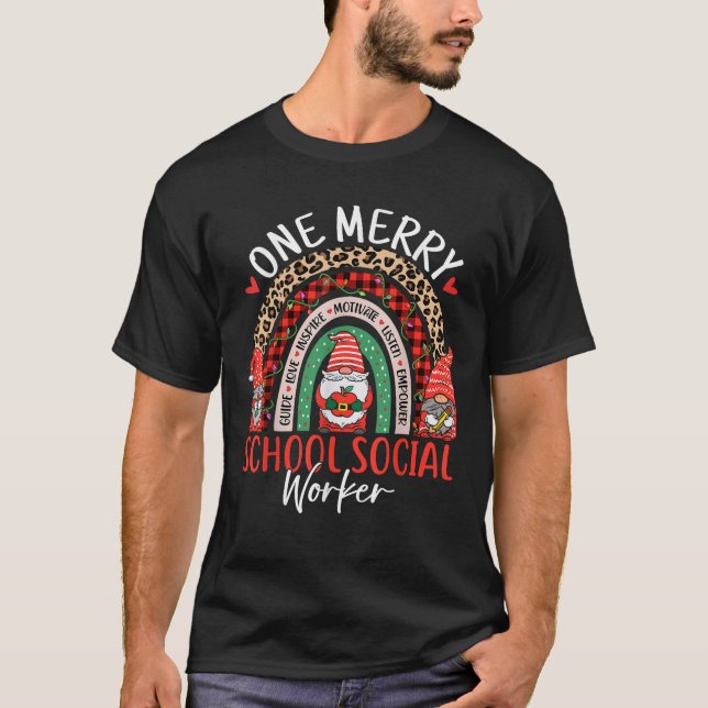 One Merry School Social Worker Rainbow Christmas G T-Shirt (Front)