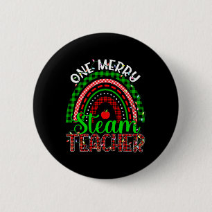 One Merry Steam Teacher Christmas Funny Teacher Ra 6 Cm Round Badge
