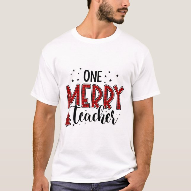 One Merry Teacher Christmas Sublimation T-Shirt (Front)