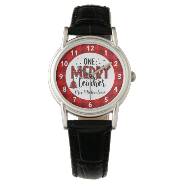 One Merry Teacher Christmas Sublimation Watch (Front)