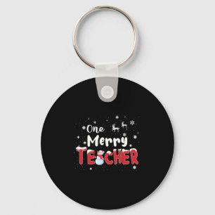 One Merry Teacher Snowman Teaching Christmas Key Ring