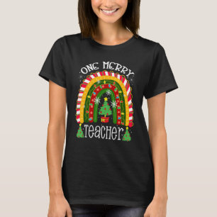 One Merry Teacher  Teacher Rainbow Christmas Tree  T-Shirt
