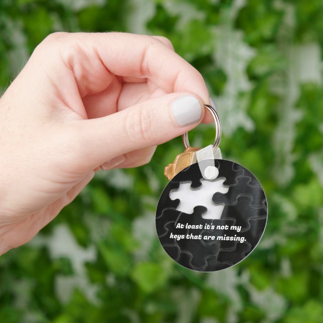 One Missing Puzzle Piece Black White Photo Custom Key Ring (Hand)