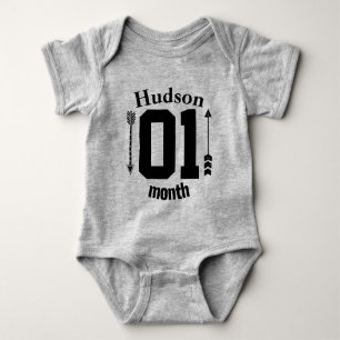 One Month Arrows Baby Boy Personalised Baby Bodysuit