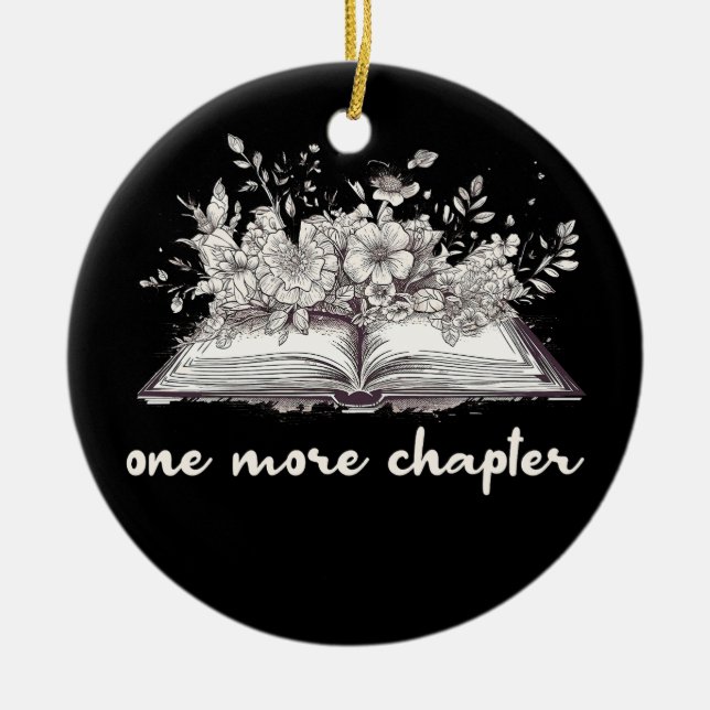 One More Chapter Book With Flowers  Ceramic Ornament (Front)