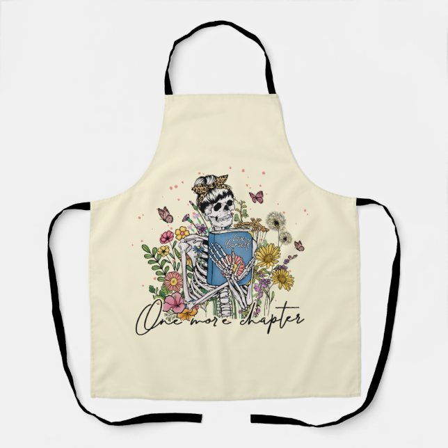 One More Chapter Floral Skeleton Apron (Front)