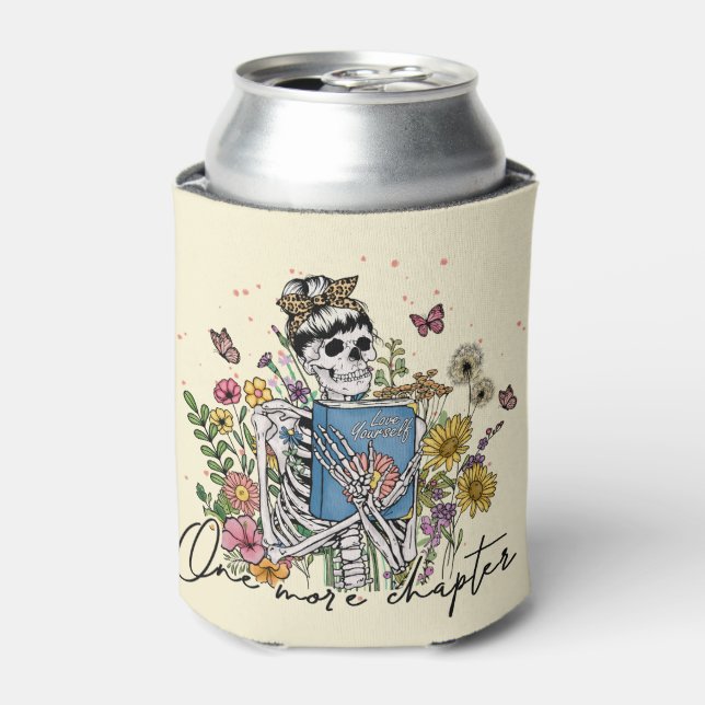 One More Chapter Floral Skeleton Can Cooler (Can Front)