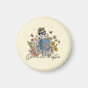 One More Chapter Floral Skeleton Magnet