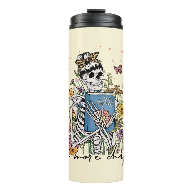 One More Chapter Floral Skeleton Thermal Tumbler (Front)