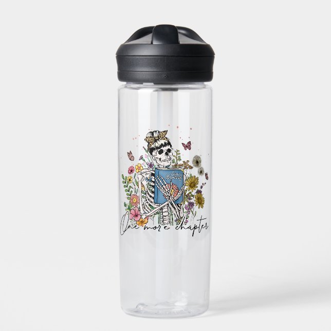 One More Chapter Floral Skeleton Water Bottle (Front)