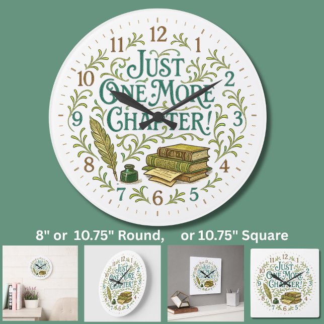 One More Chapter, green brown, for Readers Writers Large Clock (Creator Uploaded)