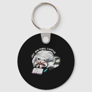 One more chapter racoon reading funny book lover  key ring