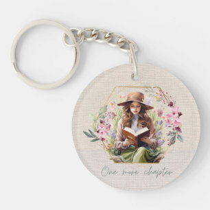 One More Chapter With Name Textured Background Key Ring