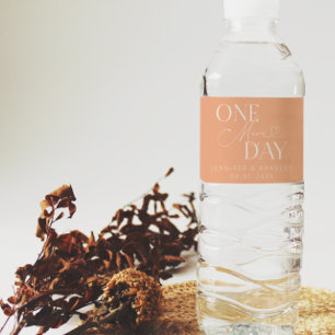 One More Day Wedding Rehearsal Peach Water Bottle Label