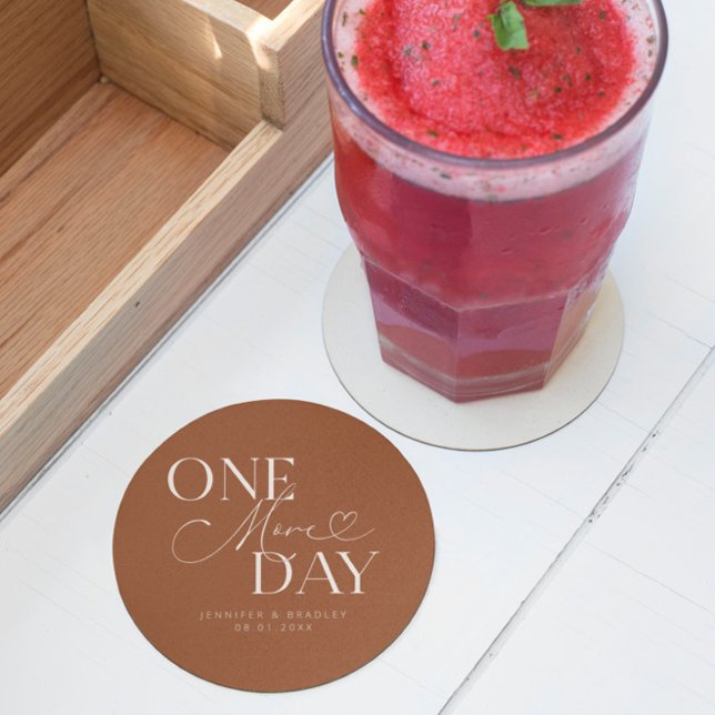 One More Day Wedding Rehearsal Terracotta Round Paper Coaster (Creator Uploaded)