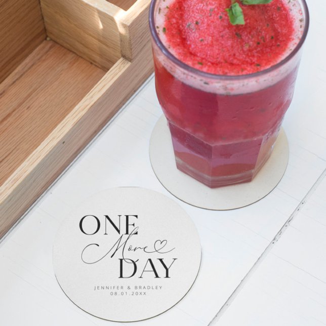 One More Day Wedding Rehearsal White Round Paper Coaster (Creator Uploaded)