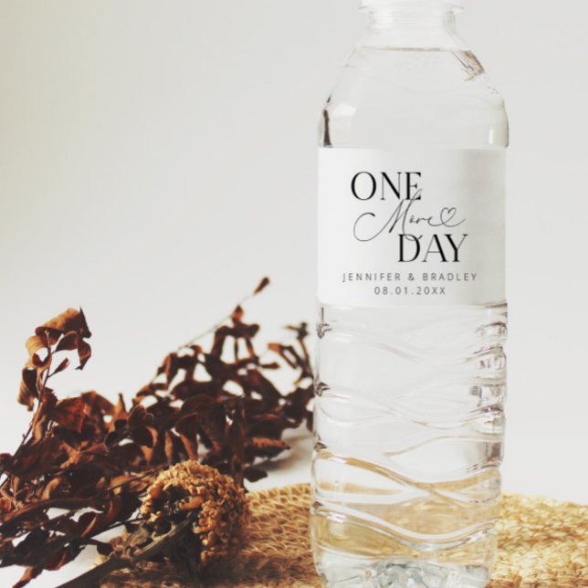 One More Day Wedding Rehearsal White Water Bottle Label (Creator Uploaded)