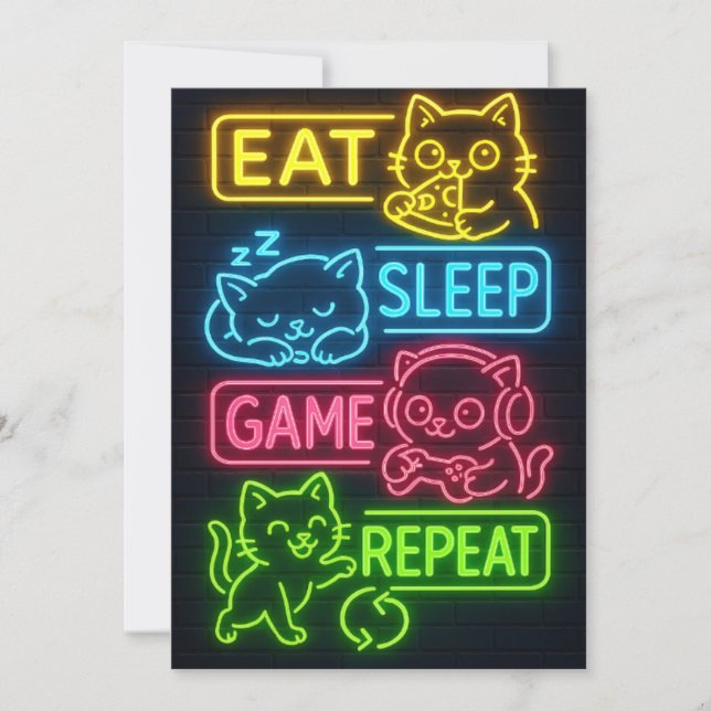 One More Game Grumpy Gamer Cat Funny Greeting Card (Front)