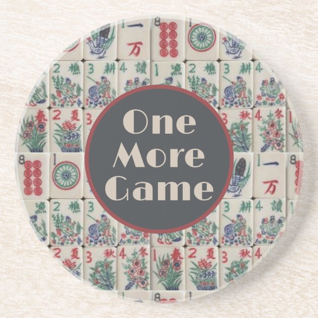One More Game Mahjong Pattern Coaster (Front)