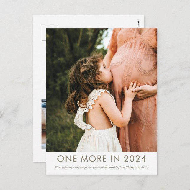 One More in 2024 Pregnancy Announcement Postcard (Front/Back)