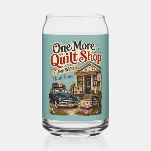 One More Quilt Shop Vintage Cottage Scene Can Glass