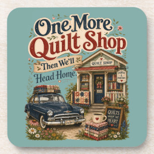 One More Quilt Shop Vintage Cottage Scene Coaster